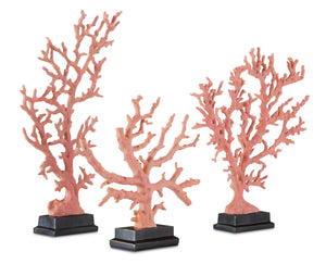 Red Coral Branches Large Set of 3 - Antique Red/Pale Pink/Black