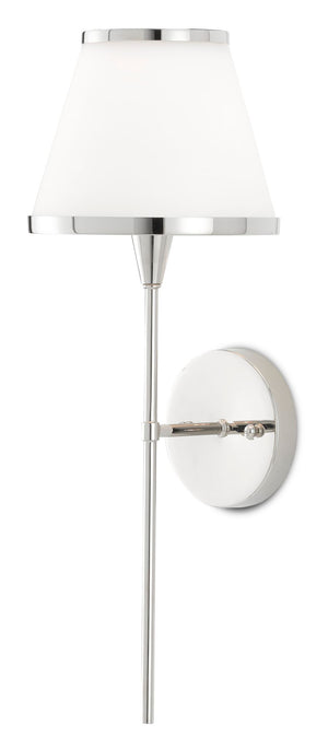 Brimsley Nickel Wall Sconce - Polished Nickel/Opaque Glass