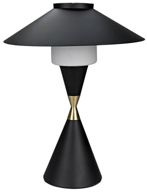 Lucia Table Lamp - Black Metal with Brass Detail
