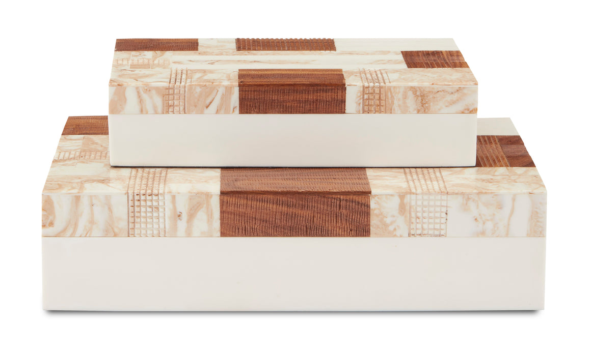 Currey and Company 1940s Box Set of 2 - Marble/Brown/Ivory/Natural