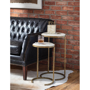 Bone Veneer Nesting Table (Brass)