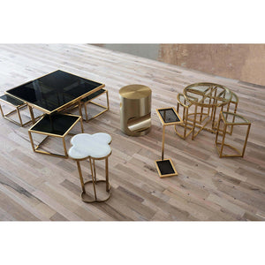Regina Andrew Clover Table with Marble Top - Natural Brass
