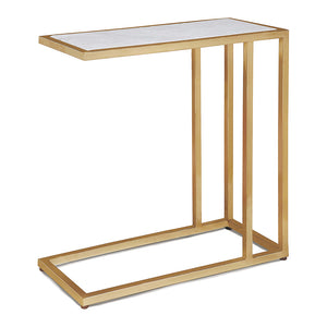 Regina Andrew Sofa Hugger Side Table with Marble Top – Natural Brass