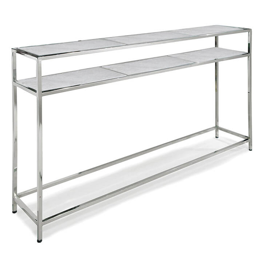 Regina Andrew Slim Console with Marble Shelves - Polished Nickel