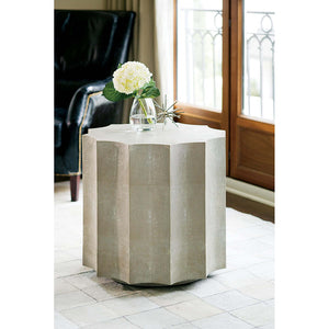 Regina Andrew Scalloped Column End Table – Ivory Faux Shagreen