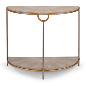 Regina Andrew Faux Shagreen Demilune Console - Ivory & Natural Brass