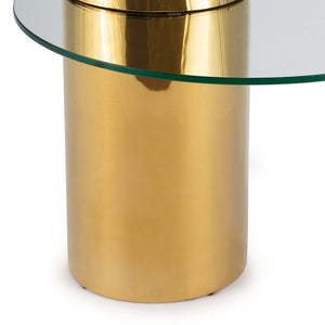 Regina Andrew Pedestal Floating Glass Side Table – Polished Brass