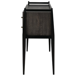 Currey and Company Mahogany & Eucalyptus Console Table with Brass Hardware