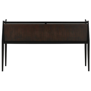 Currey and Company Mahogany & Eucalyptus Console Table with Brass Hardware