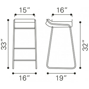 Wedge Barstool White (Set of 2) - White