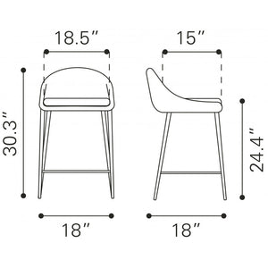 Reykjavik Counter Chair Tangerine (Set of 2) - Tangerine
