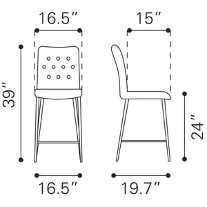 Uppsala Counter Chair Tangerine (Set of 2) - Tangerine