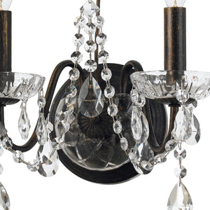 Butler 2 Light Hand Cut Crystal English Bronze Sconce