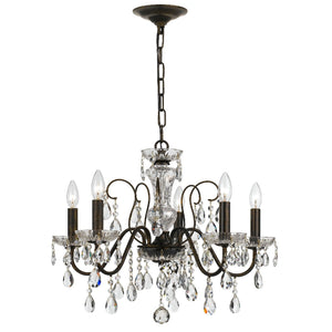 Butler 5 Light Hand Cut Crystal English Bronze Chandelier