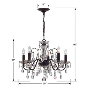 Butler 5 Light Hand Cut Crystal English Bronze Chandelier