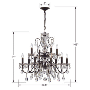 Butler 12 Light Hand Cut Crystal Polished Chrome Chandelier