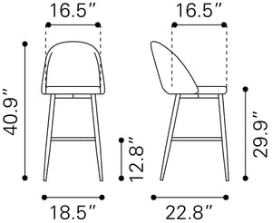 Cozy Bar Chair Gray & Gold