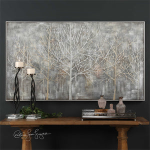 Oversized Hand-Painted Dimensional Artwork – Multi Grey