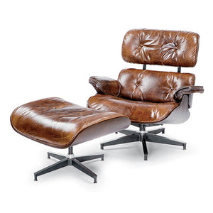 Regina Andrew Leather Lounge Chair with Ottoman - Brown