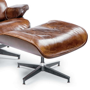 Regina Andrew Leather Lounge Chair with Ottoman - Brown