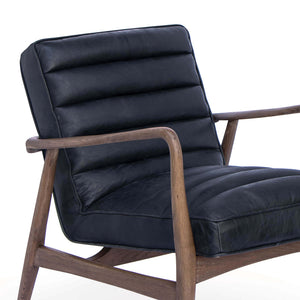Regina Andrew Channeled Leather Chair with Wood Frame - Black