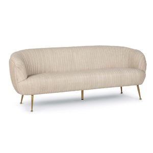 Regina Andrew Pleated Leather Sofa with Brass Legs - Cappuccino White