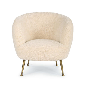 Regina Andrew Scandinavian Club Chair with Brass Legs - Sheepskin