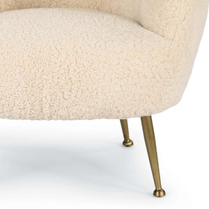 Regina Andrew Scandinavian Club Chair with Brass Legs - Sheepskin