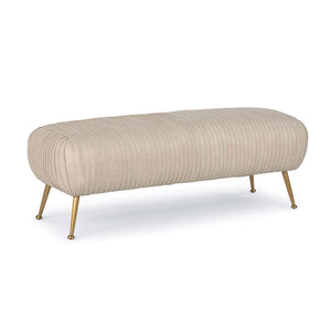 Regina Andrew Pleated Leather Bench with Brass Legs – Cappuccino White