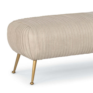 Regina Andrew Pleated Leather Bench with Brass Legs – Cappuccino White