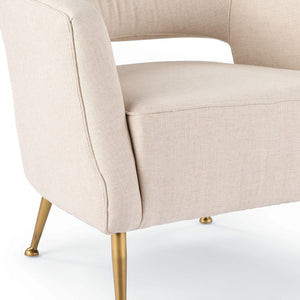 Regina Andrew Linen Barrelback Chair with Cutout - White