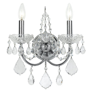 Imperial 2 Light Clear Italian Crystal Polished Chrome Sconce