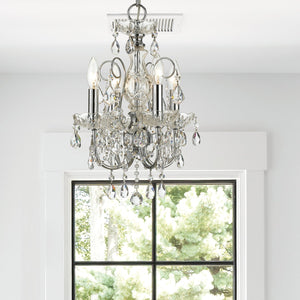 Imperial 4 Light Clear Italian Crystal Polished Chrome Mini Chandelier