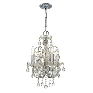 Imperial 4 Light Clear Italian Crystal Polished Chrome Mini Chandelier