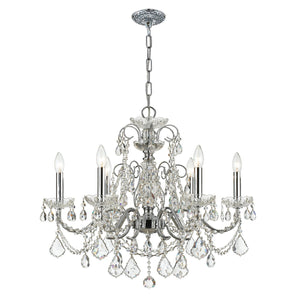 Imperial 6 Light Clear Italian Crystal Polished Chrome Chandelier