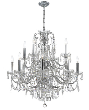Imperial 12 Light Clear Italian Crystal Polished Chrome Chandelier