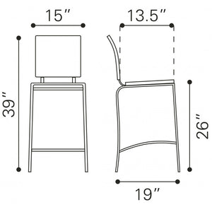 Criss Cross Counter Chair Black (Set of 2) - Black
