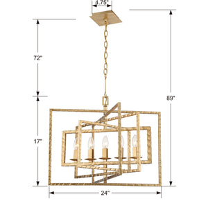 Capri 5 Light Antique Gold Chandelier