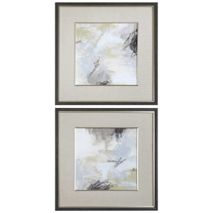 Square Abstract Prints in Linen Mats - Set of 2