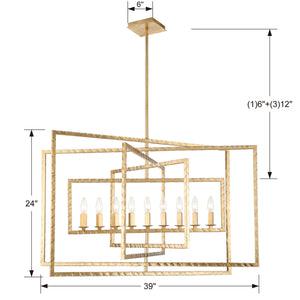 Capri 9 Light Antique Gold Chandelier