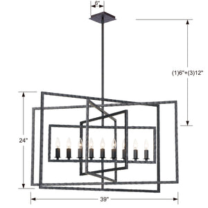 Capri 9 Light Raw Steel Chandelier