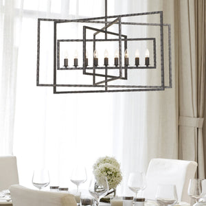 Capri 9 Light Raw Steel Chandelier