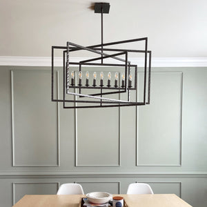 Capri 9 Light Raw Steel Chandelier