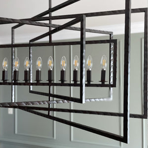 Capri 9 Light Raw Steel Chandelier