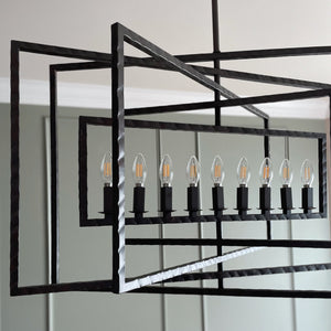 Capri 9 Light Raw Steel Chandelier