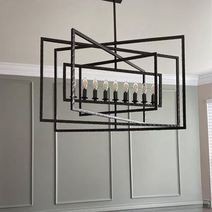 Capri 9 Light Raw Steel Chandelier