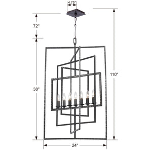 Capri 7 Light Raw Steel Chandelier