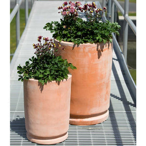 Tall Natural Terra Cotta Round Planters - Set of 2