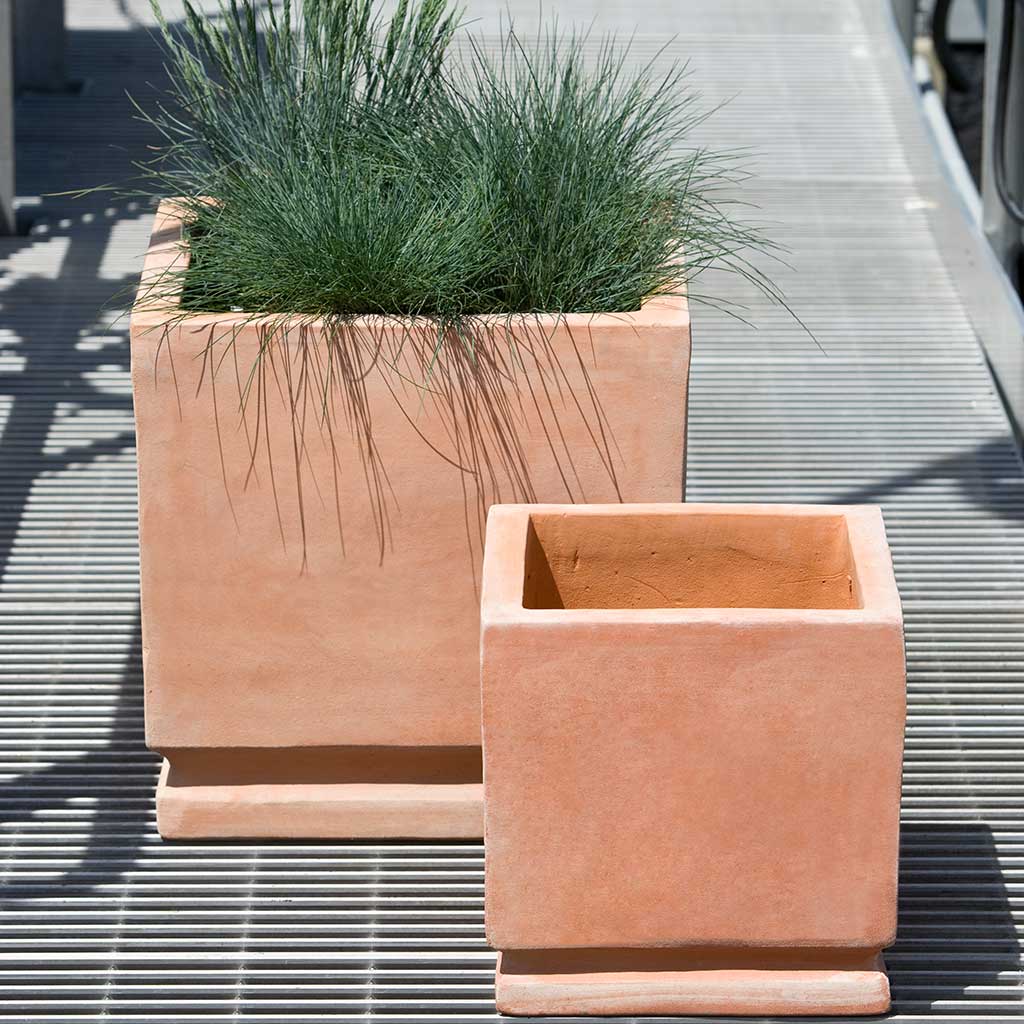 Natural Terra Cotta Square Planters - Set of 2