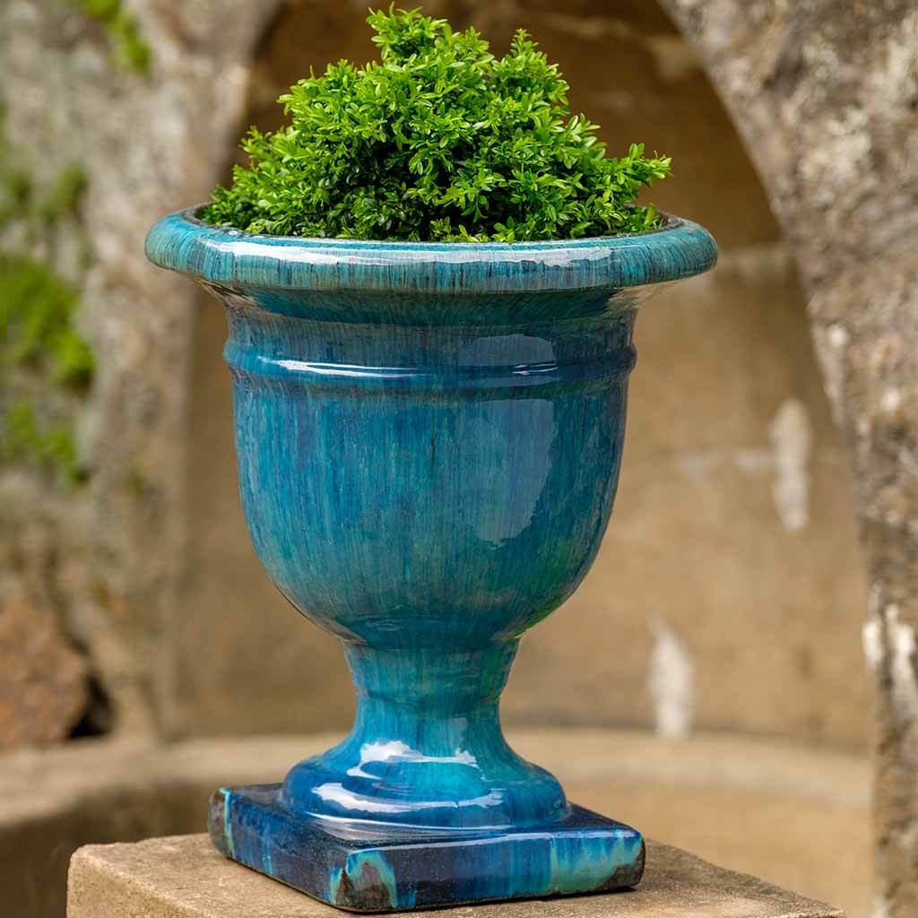 plant pot urn Glazed Terra Cotta Urn Planter - Mediterranean Blue